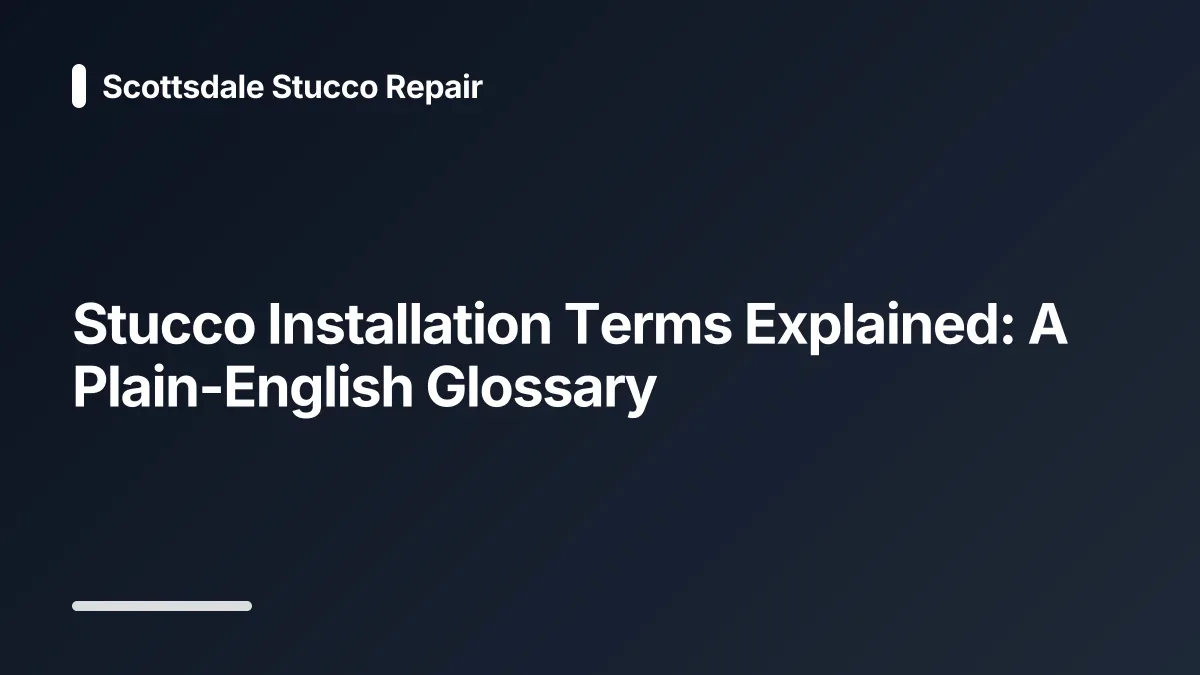stucco installation glossary